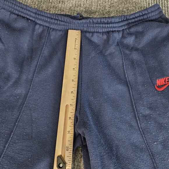 Vintage Nike Pants Mens MEDIUM Navy Fleece Track Sweatpants Zip Hem 90s - Picture 8 of 16
